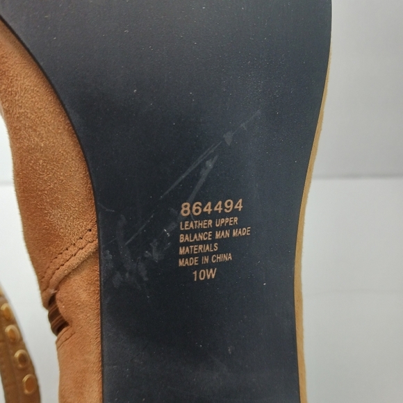 10W AJ Valenci Womens Booties Tan Leather Suede Removable Strap Boho - Picture 11 of 12